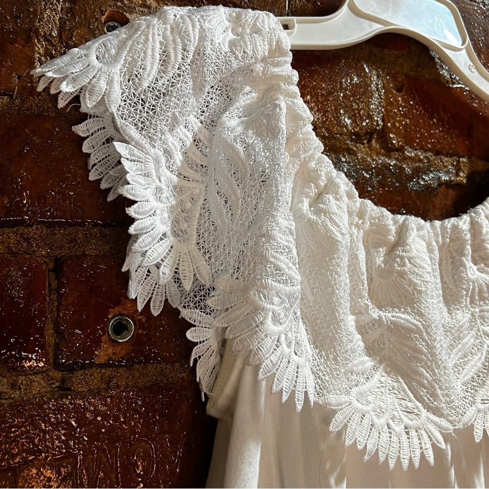 White Lace Ruffle Top - Picture 3 of 5